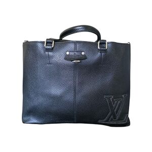 Louis Vuitton Black Leather Tote with Structured Design